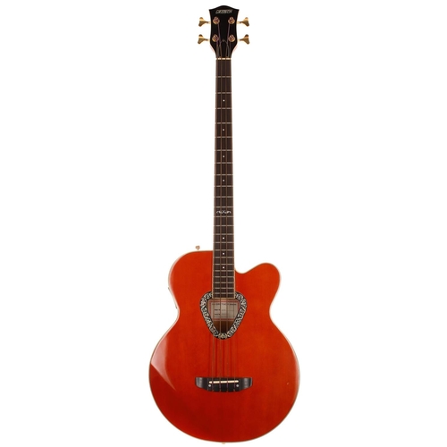 617 - 1990 Gretsch G6175 electro-acoustic bass guitar, made in Japan; Body: western orange finish, a few m... 