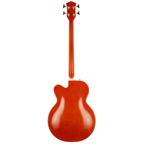 617 - 1990 Gretsch G6175 electro-acoustic bass guitar, made in Japan; Body: western orange finish, a few m... 