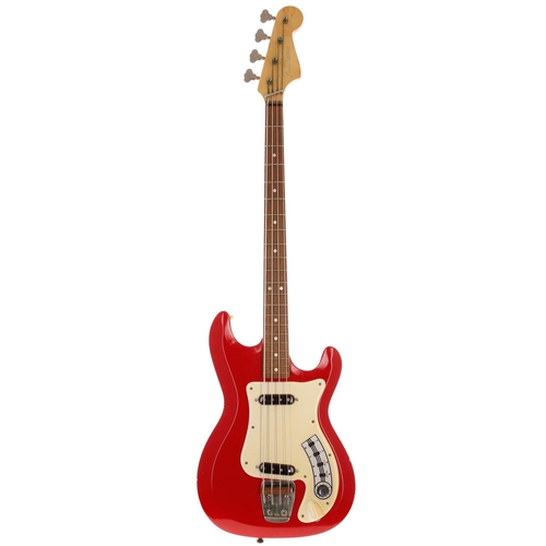 669 - Hagstrom Futurama Deluxe bass guitar, made in Sweden, circa 1964; Body: red finish, dings and marks ... 