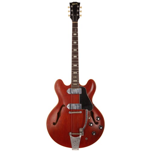 472 - 1968 Gibson ES-330 hollow body electric guitar, made in USA; Body: watermelon cherry finish, fading ... 