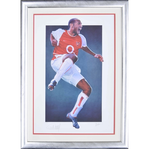 782 - Robert Highton - Wyatt Russell limited edition print of Thierry Henry mid celebration in Arsenal kit... 