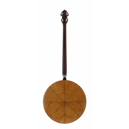 1503 - Vega four string banjo stamped with the ser. no. 88127 to the inside pot wall, the satinwood segment... 