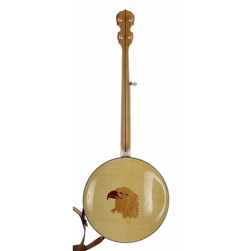 1523 - Good Ashbury Custom Eagle five string banjo, the light maple resonator crossbanded with mother of pe... 