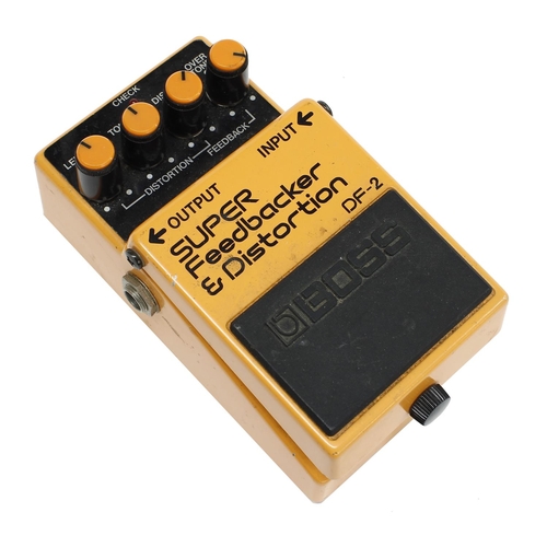 1205 - 1987 Boss DF-2 Super Feedbacker & Distortion guitar pedal, made in Japan, black label*Please not... 