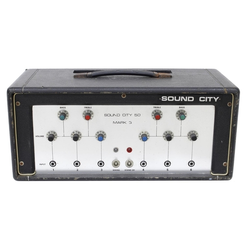 1089 - Sound City 50 Mark 3 guitar amplifier head, made in England, ser. no. 1609*Please note: Gardiner Hou... 