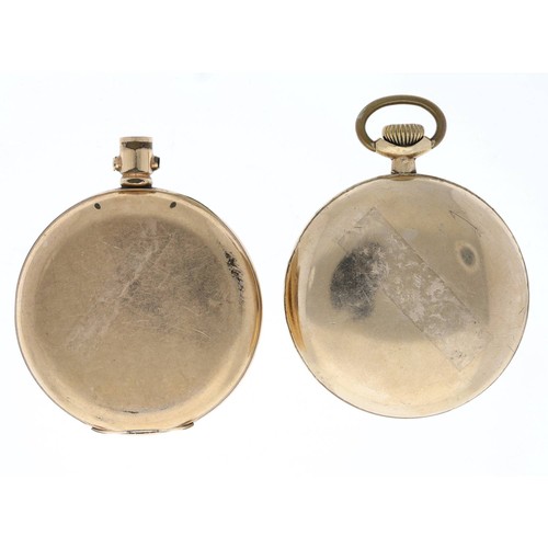 130 - Swiss gold plated lever pocket watch for repair, 15 jewel, Dennison Star case, 50mm; together with a... 