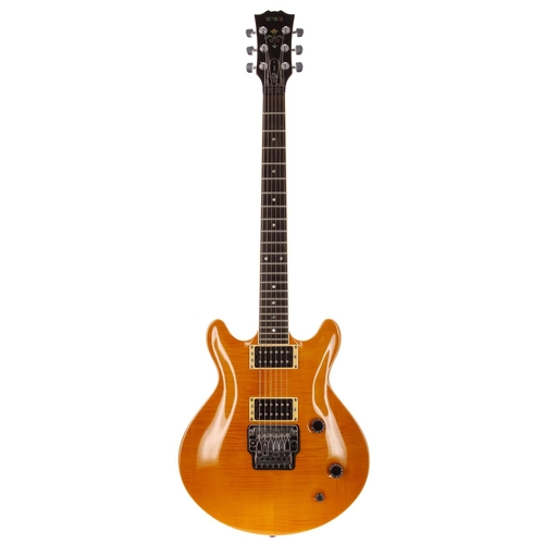 635 - 1991 Yamaha MSG Deluxe electric guitar, made in Taiwan; Body: amber veneer maple top upon brown fini... 