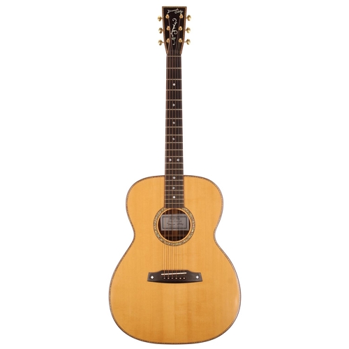 526 - David Oddy 000 acoustic guitar, made in England; Back and sides: burr walnut; Top: natural spruce, m... 