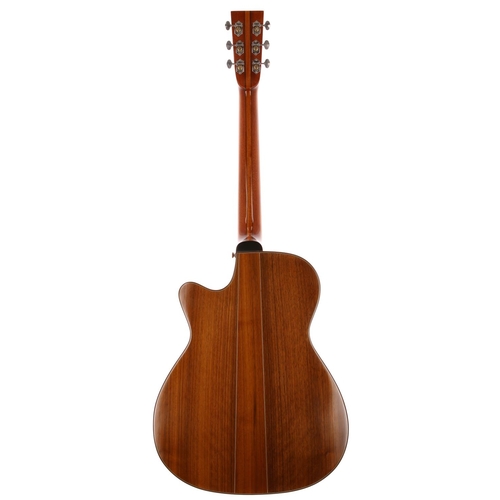 527 - 2007 David Oddy Martin type electro-acoustic cutaway guitar, made in England; Body: European walnut;... 