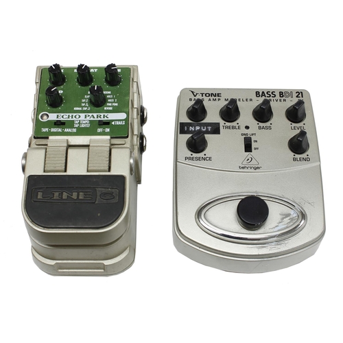 1304 - Line 6 Echo Park guitar pedal; together with a Behringer Bass BDI21 bass amp modeller pedal (2)*Plea... 