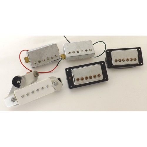 1421 - Two pairs of probably Japanese made humbucker guitar pickups; together with a Japanese made acoustic... 