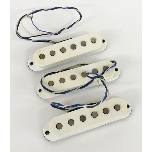 1418 - Set of three Stratocaster guitar pickups, believed to have been taken from an Xotic Strat... 