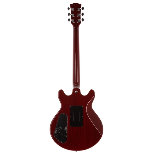 633 - 1999 Yamaha MSG Deluxe electric guitar, made in Taiwan; Body: red finished maple veneer top upon mah... 