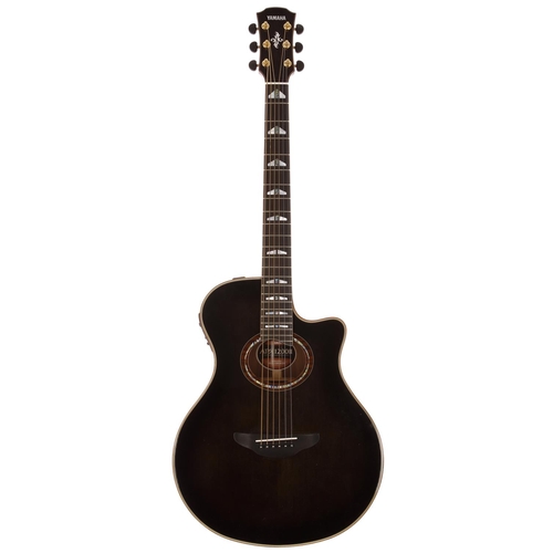 636 - Yamaha APX1200 II acoustic guitar, made in China; Back and sides: trans dark brown finished laminate... 