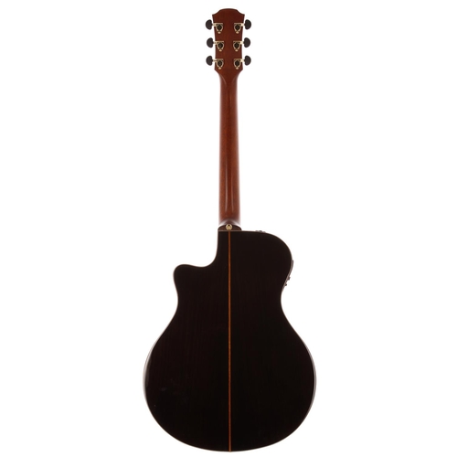 636 - Yamaha APX1200 II acoustic guitar, made in China; Back and sides: trans dark brown finished laminate... 