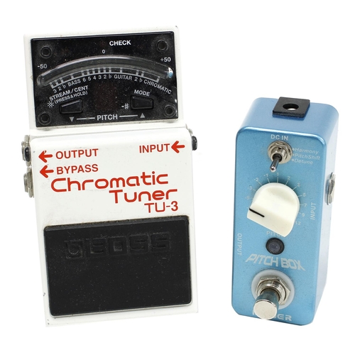 1233 - Boss TU-3 Chromatic Tuner guitar pedal; together with a Mooer Pitchbox mini guitar pedal*Please note... 