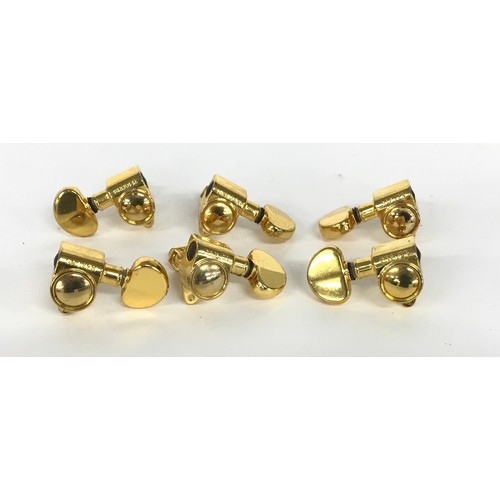 1466 - Set of six 1980s gold plated Grover kidney button guitar tuners