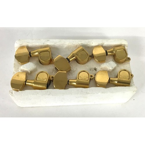 1465 - Set of six 1980s Gibson gold plated guitar tuners, removed from a Les Paul Custom