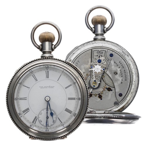 927 - WM. Kerr & Son, Boston, Mass. lever pocket watch, signed adjusted movement, no. 4215677, with Sa... 