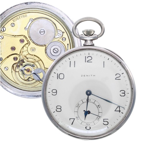 937 - Zenith silver (0.935) lever dress pocket watch, signed gilt movement, no. 2567768, with compensated ... 