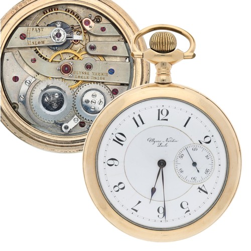 939 - Ulysse Nardin, Locke - Swiss gold plated lever set pocket watch, signed movement, no. 6742, with com... 