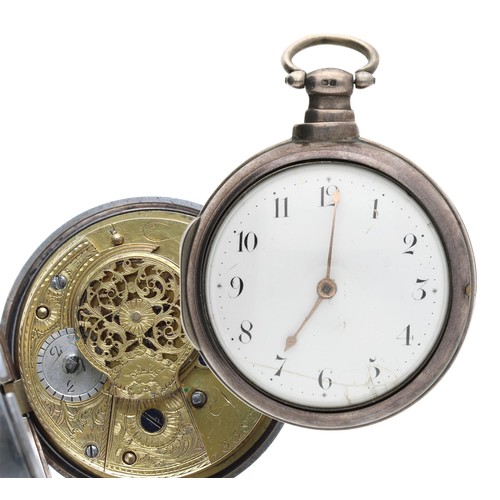 963 - W. Brown, London - George IV silver pair cased verge pocket watch, London 1821, signed fusee movemen... 