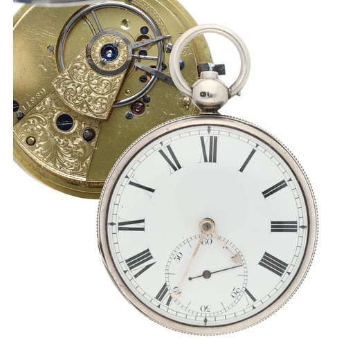 964 - George IV silver fusee lever pocket watch, London 1828, unsigned movement, no. 11889, with Massey V ... 