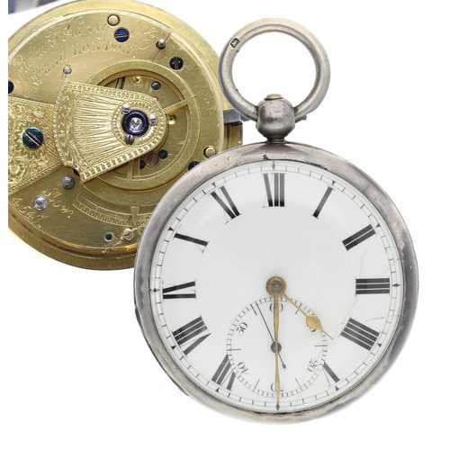 1004 - Grayhurst Harvey & Co., London - William IV silver cylinder pocket watch, London 1834, signed fu... 