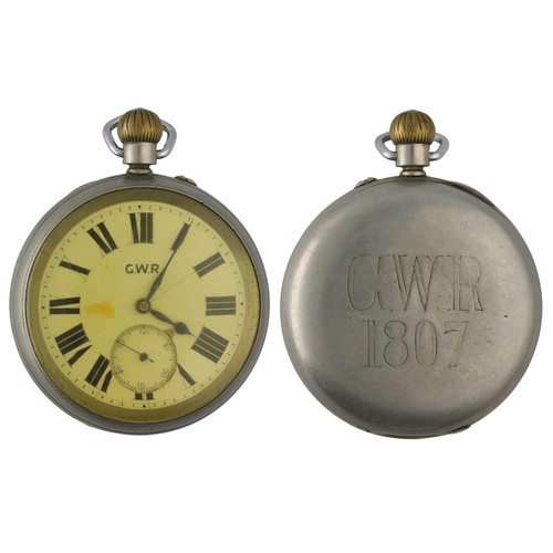 1016 - Great Western Railway (G.W.R) - Rotherhams nickel cased lever pocket watch, the movement signed Roth... 