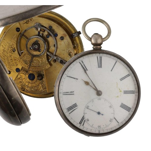 1018 - Ellicott, London - silver fusee rack lever pocket watch, London 1851, the movement signed Ellicot, R... 