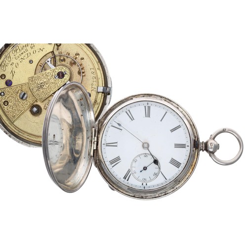 1021 - R.J. Bowman, London - Victorian silver fusee lever hunter pocket watch, London 1881, the movement si... 