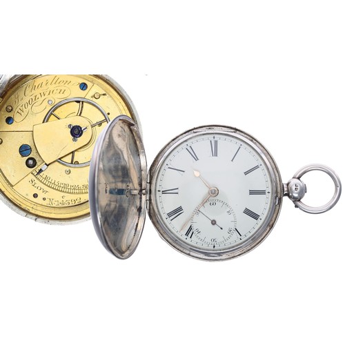 1023 - J.Charlton, Woolwich - William IV silver fusee lever hunter pocket watch, London 1831, signed moveme... 