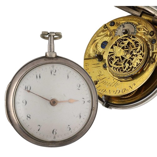 1037 - William Smith, London - George III silver pair cased verge pocket watch, London 1804, signed fusee m... 