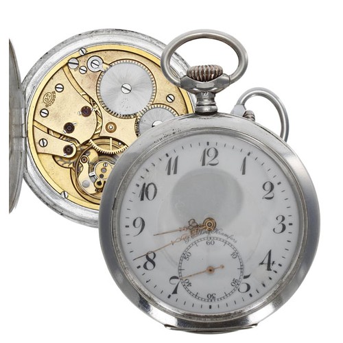 1035 - G.T Soigne - Continental silver (0.800) lever pocket watch, the gilt movement stamped 'G.T Soigne' w... 