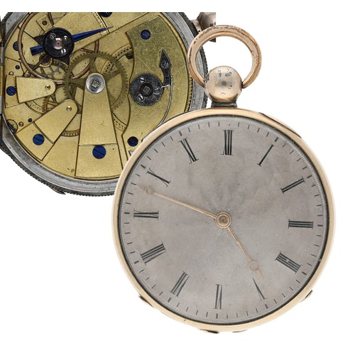 932 - Berthoud, Paris - French white metal cylinder dress pocket watch, unsigned gilt frosted movement wit... 