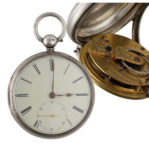 941 - H.H &. A Parkes, Stockport - Victorian silver fusee lever pocket watch, Chester 1857, signed mov... 