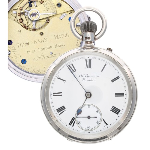 1000 - J.W. Benson 'The Bank Watch' - Edwardian silver lever pocket watch, London 1903, three quarter plate... 