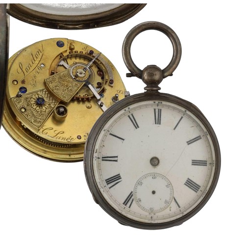 1006 - C. Lange, London - Victorian silver fusee lever pocket watch, London 1873, the movement signed C. La... 