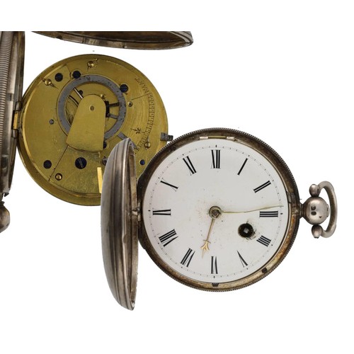 1009 - William IV silver verge hunter pocket watch, London 1835, unsigned fusee movement, no. 57795,  with ... 