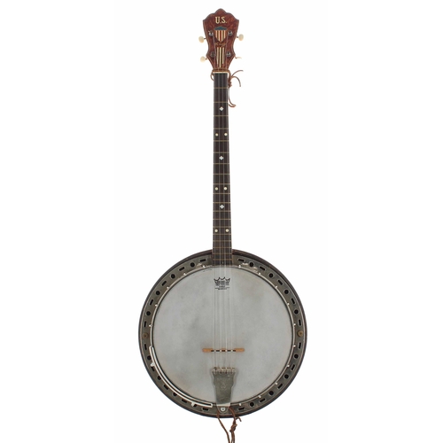 1598 - Kay four string banjo, with faux tortoiseshell banded resonator, 11