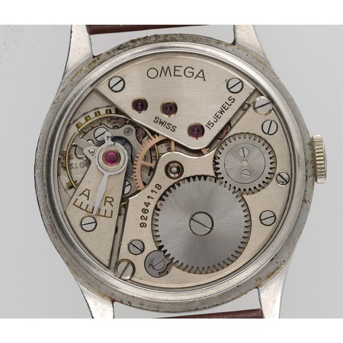 418 - Omega stainless steel gentleman's wristwatch, case no. 10110871, serial no. 9264xxx, circa 1939, cir... 