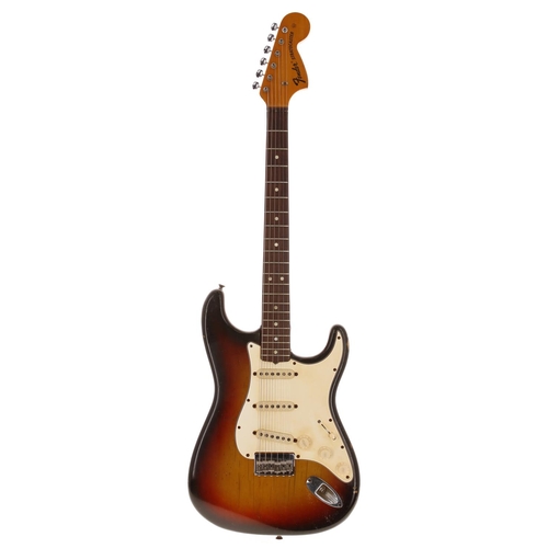 412 - 1970 Fender Hardtail Stratocaster electric guitar, made in USA; Body: three-tone sunburst finish, la... 