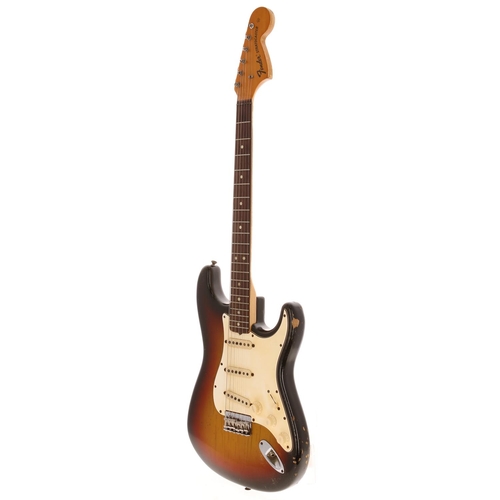 412 - 1970 Fender Hardtail Stratocaster electric guitar, made in USA; Body: three-tone sunburst finish, la... 