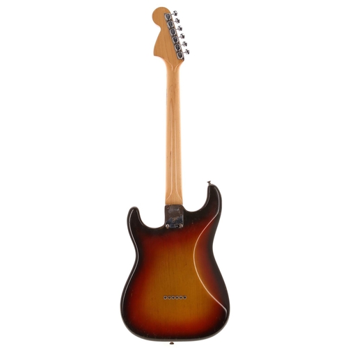 412 - 1970 Fender Hardtail Stratocaster electric guitar, made in USA; Body: three-tone sunburst finish, la... 