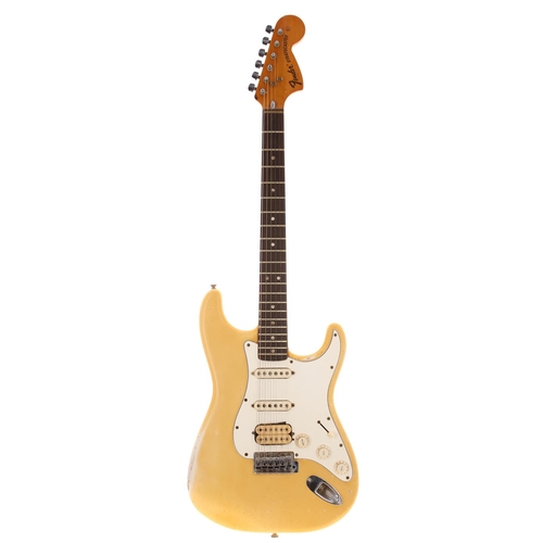 413 - Fender Stratocaster electric guitar, made in USA, circa 1973; Body: blonde finish, lacquer checking ... 