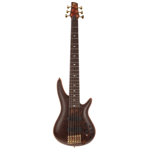 585 - 2009 SDGR by Ibanez Prestige SR5006 six string bass guitar, made in Japan; Body: natural wenge and m... 