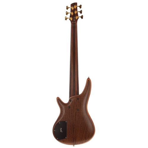 585 - 2009 SDGR by Ibanez Prestige SR5006 six string bass guitar, made in Japan; Body: natural wenge and m... 