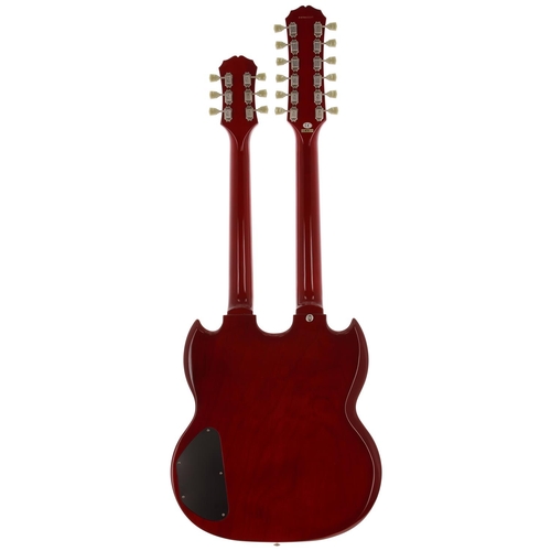 604 - 2005 Epiphone G-1275 12/6 double neck electric guitar, made in Korea; Body: cherry finished figured ... 