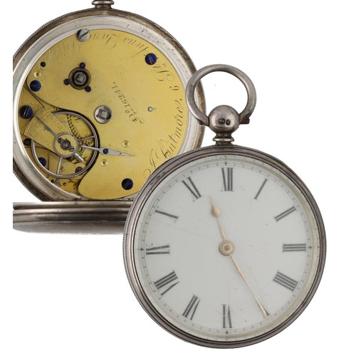 952 - J. Cutmore - Victorian silver fusee lever pocket watch, London 1860, gilt frosted movement signed J.... 