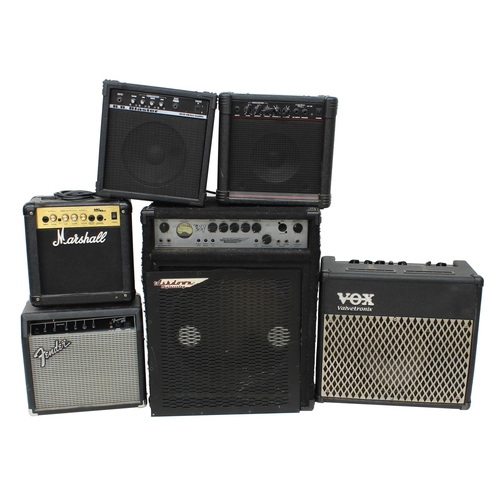 1126 - Six various guitar amplifiers all in need of some repair / care to include a Vox AD30VT, a BB Blaste... 